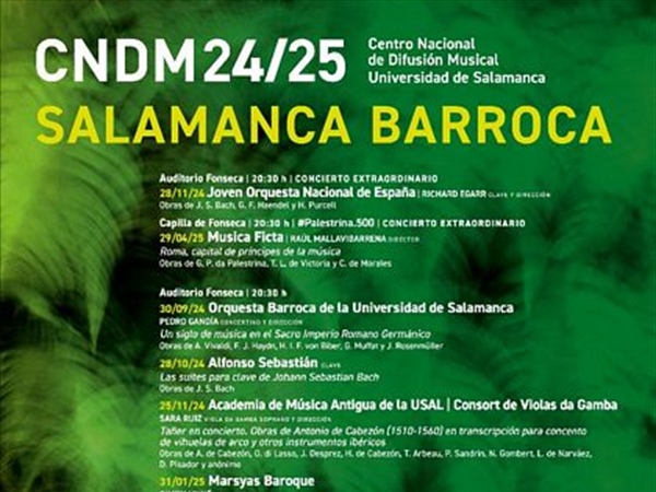 El CNDM y la Universidad de Salamanca presentan la XII edición del ciclo Salamanca Barroca