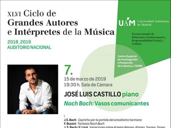 Bach en la encrucijada pianística de J.L. Castillo, dentro del XLVI Ciclo de Grandes Autores e Intérpretes de la Música